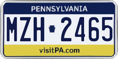PA license plate MZH2465