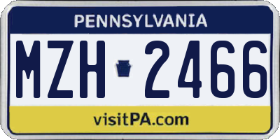 PA license plate MZH2466