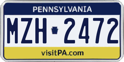 PA license plate MZH2472
