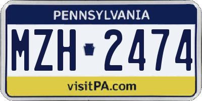 PA license plate MZH2474