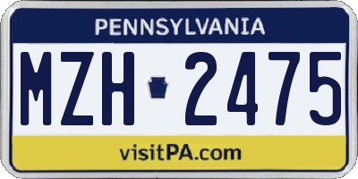 PA license plate MZH2475