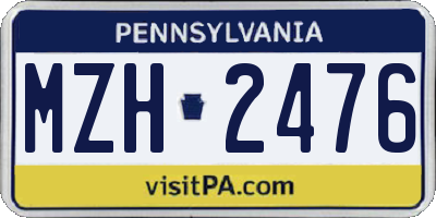 PA license plate MZH2476