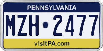 PA license plate MZH2477
