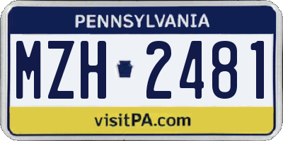PA license plate MZH2481