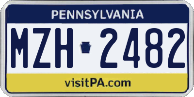 PA license plate MZH2482