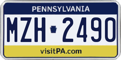 PA license plate MZH2490
