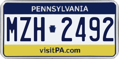 PA license plate MZH2492