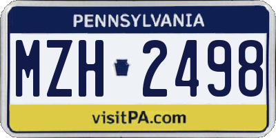 PA license plate MZH2498