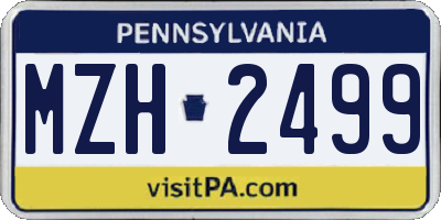 PA license plate MZH2499