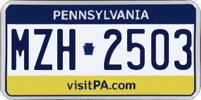 PA license plate MZH2503