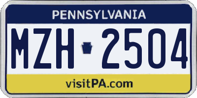PA license plate MZH2504
