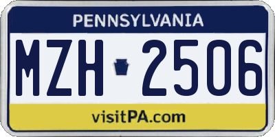 PA license plate MZH2506