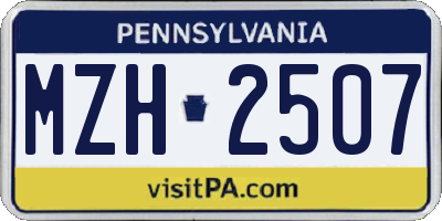 PA license plate MZH2507