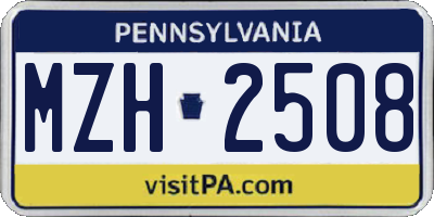 PA license plate MZH2508