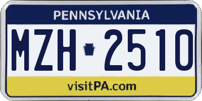 PA license plate MZH2510
