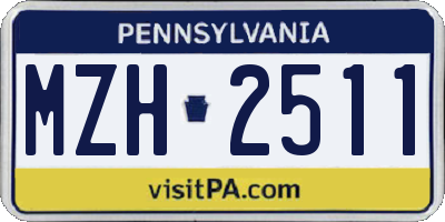 PA license plate MZH2511