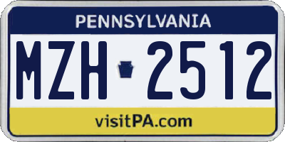 PA license plate MZH2512