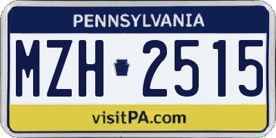 PA license plate MZH2515