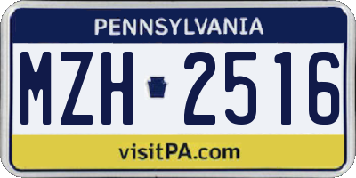 PA license plate MZH2516