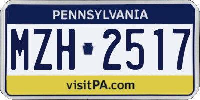 PA license plate MZH2517