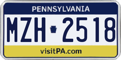 PA license plate MZH2518