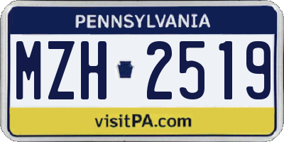 PA license plate MZH2519