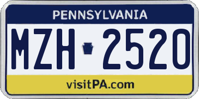 PA license plate MZH2520