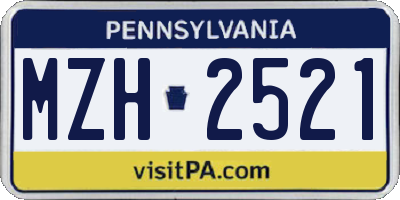 PA license plate MZH2521