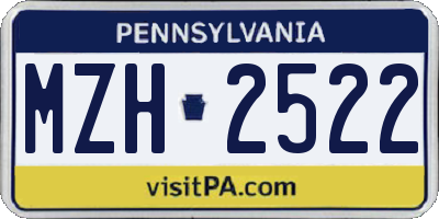 PA license plate MZH2522