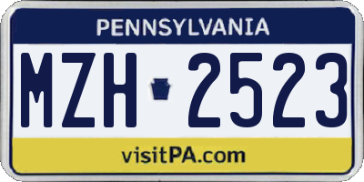 PA license plate MZH2523