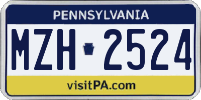 PA license plate MZH2524
