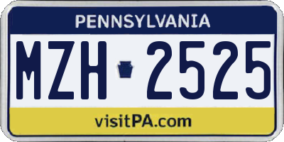 PA license plate MZH2525