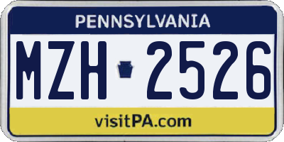 PA license plate MZH2526