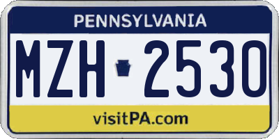 PA license plate MZH2530