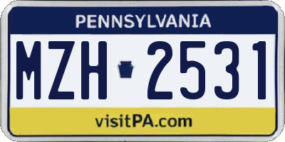 PA license plate MZH2531