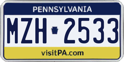 PA license plate MZH2533