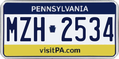 PA license plate MZH2534