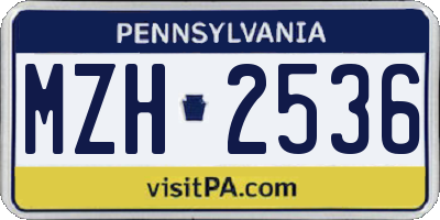 PA license plate MZH2536
