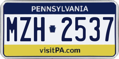 PA license plate MZH2537