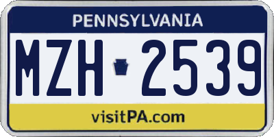 PA license plate MZH2539