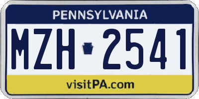 PA license plate MZH2541