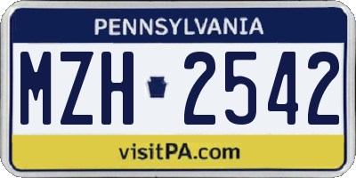PA license plate MZH2542