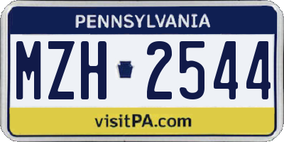 PA license plate MZH2544