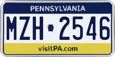 PA license plate MZH2546