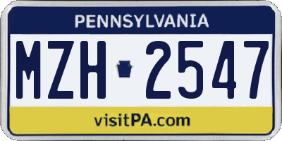 PA license plate MZH2547