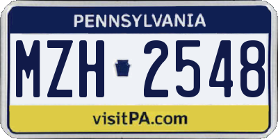 PA license plate MZH2548