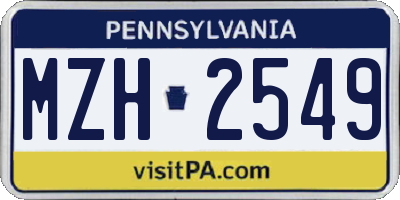 PA license plate MZH2549