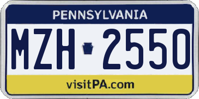 PA license plate MZH2550