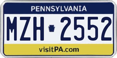 PA license plate MZH2552