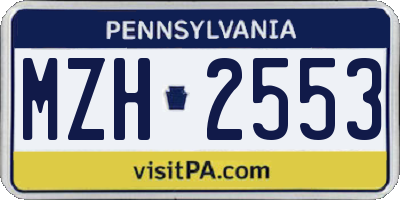 PA license plate MZH2553
